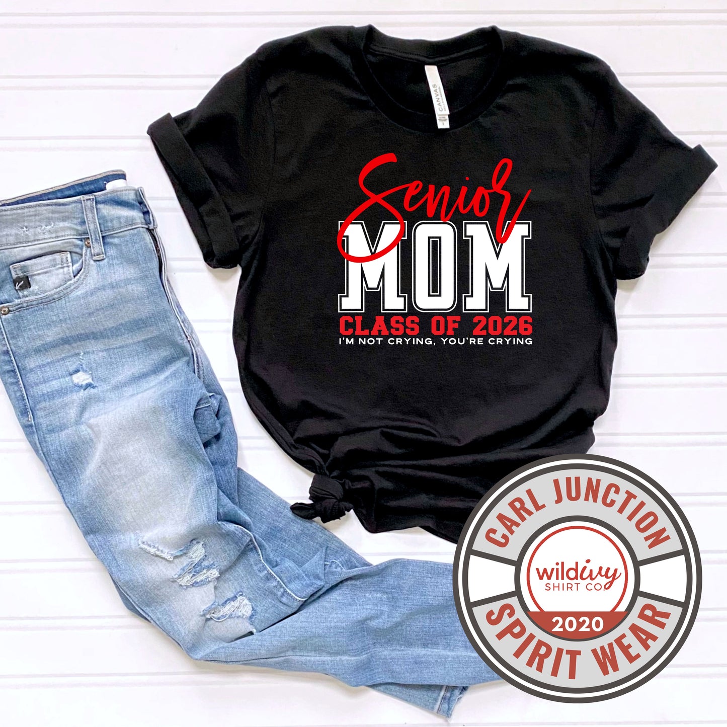 Carl Junction Bulldogs Senior Mom 2026 I'm No Crying...