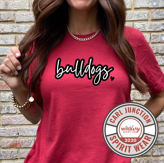 Bulldogs Script Heart